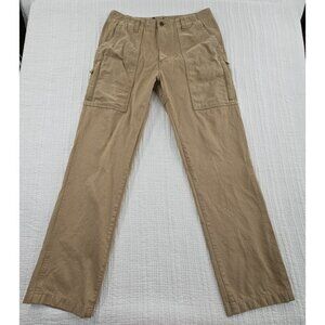 Boden Wide Leg Cargo Pant 36L (36x34) Beige 6 Pockets Heavy Canvas EUC Well Made